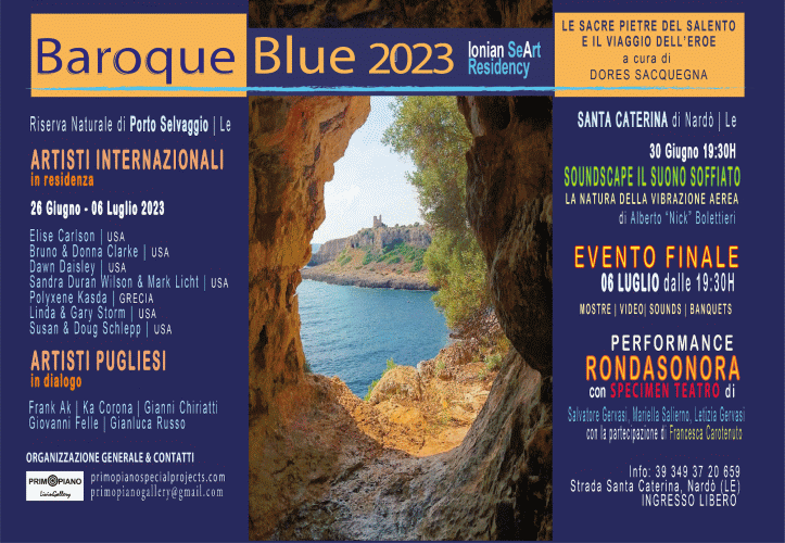 Locandina della rassegna d'arte Baroque Blue Ionian Se-Art Residency